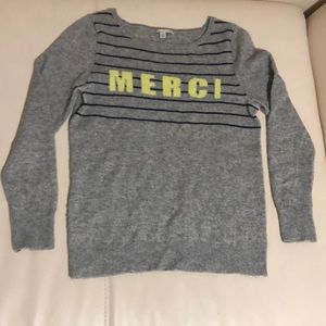 Halogen Gray Cashmere and Wool Sweater Top